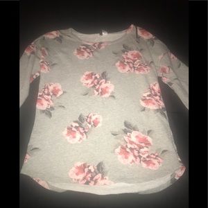 BEAUTIFUL PINK & GRAY FLOWER H&M SWEATER (c)